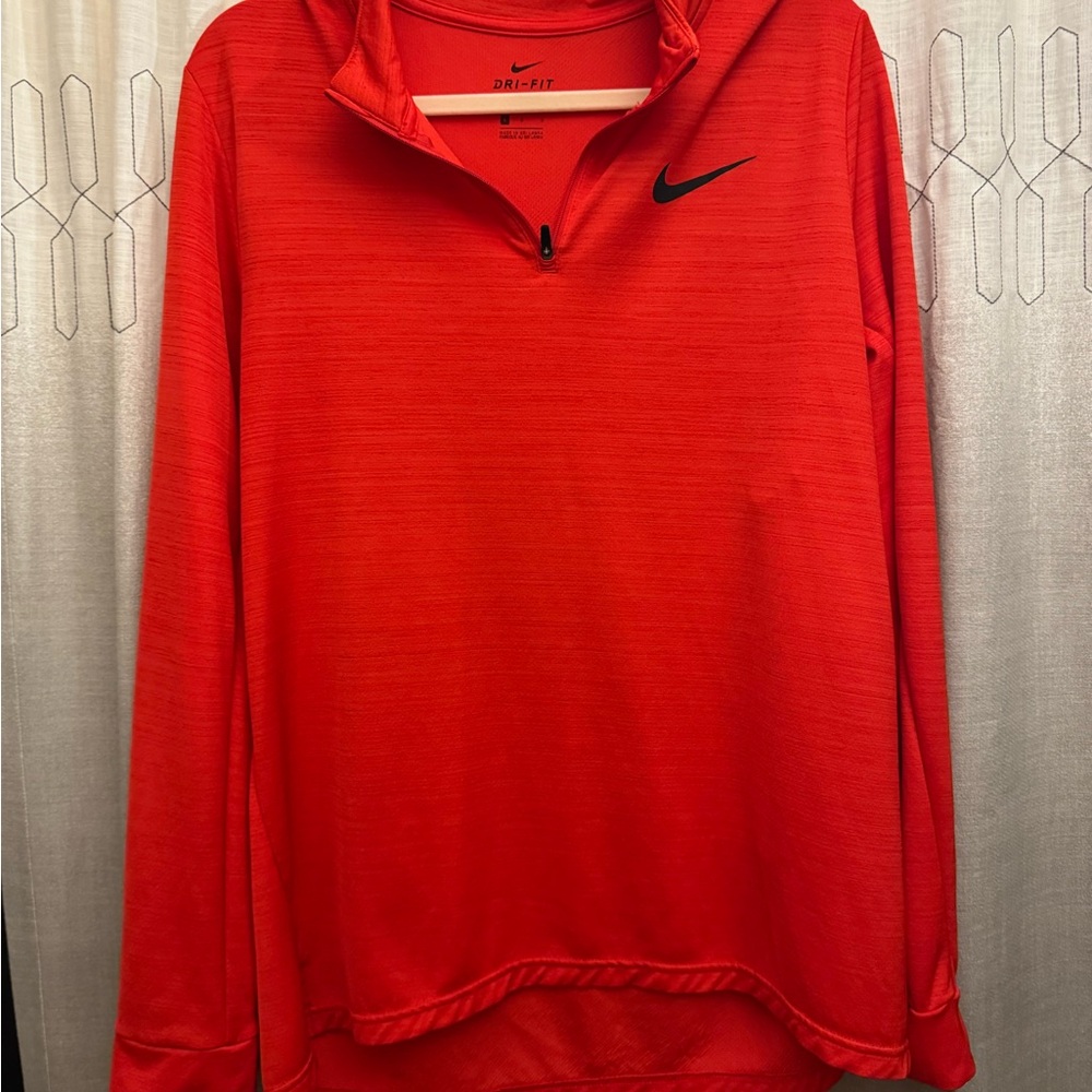 Nike Men's Dry-Fit 3/4 Zip-Up Red Long Sleeve Shirt